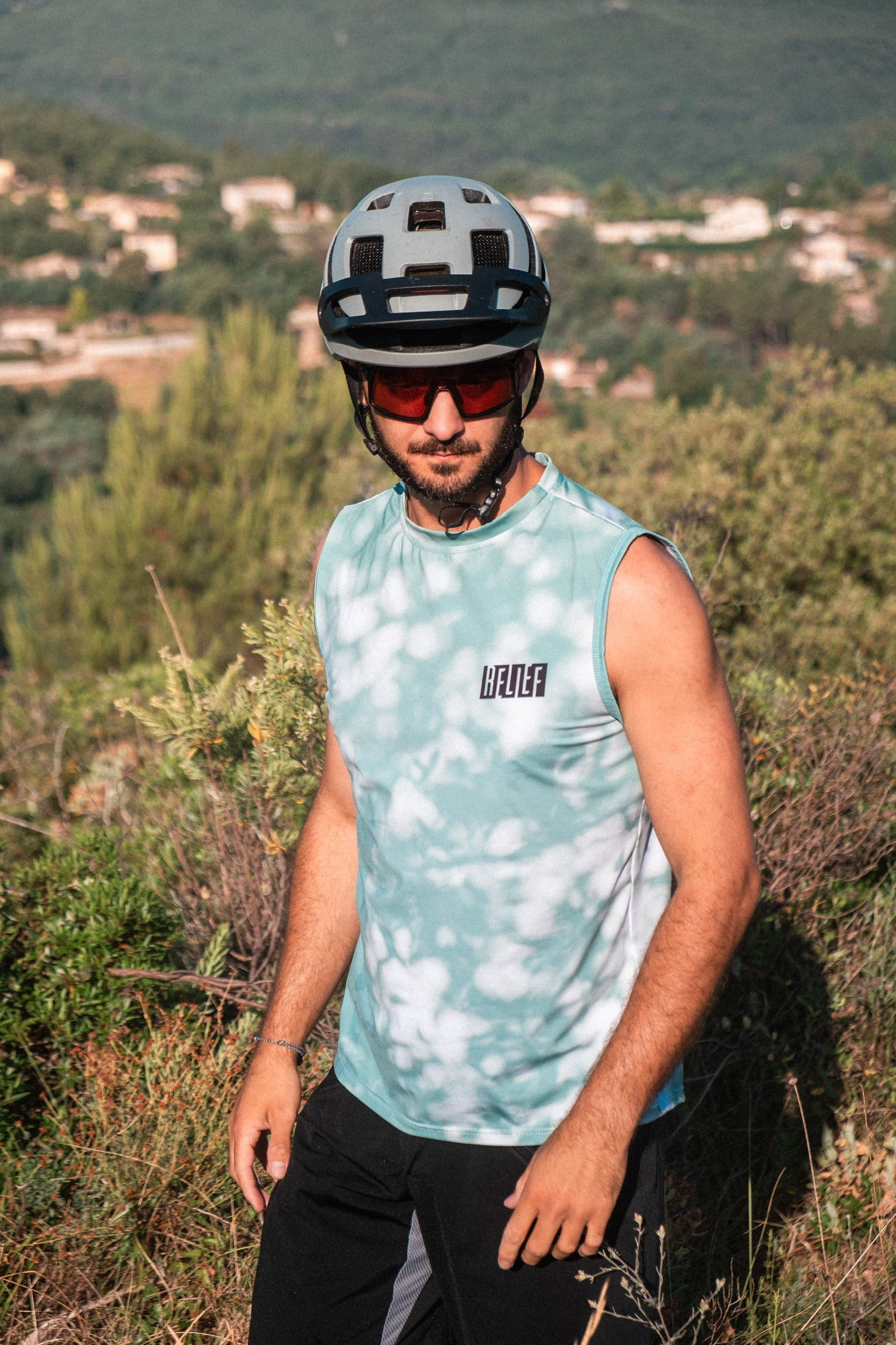 Maillot VTT sans manches relief equipements couleur sauge