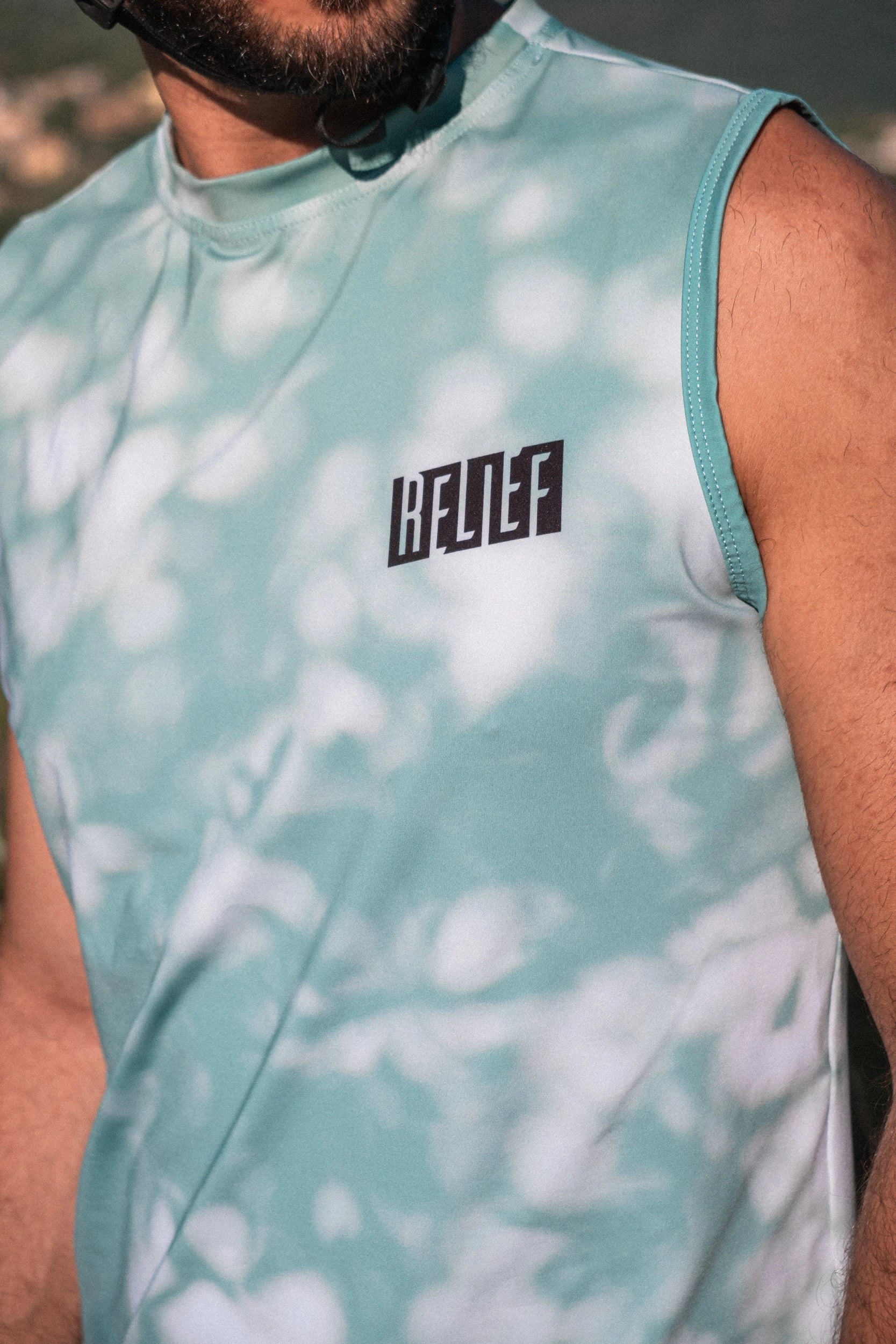 zoom maillot vtt sans manches relief vert
