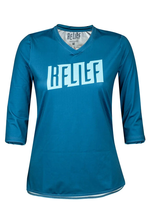 Maillot VTT femme manches 3/4 turquoise face RELIEF Équipements