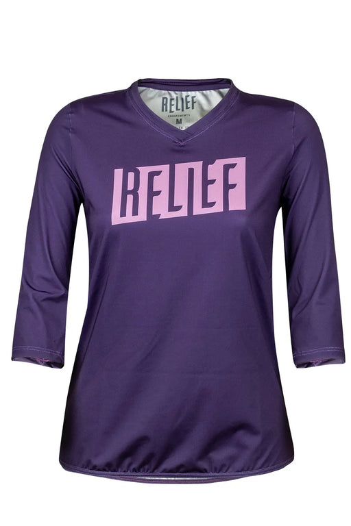 Maillot VTT femme manches 3/4 violet face RELIEF Équipements