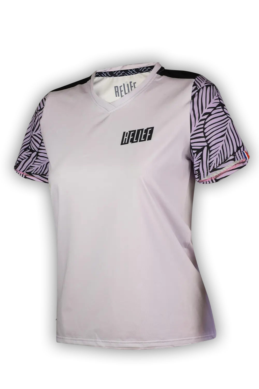 maillot femme VTT rose lila manches courtes fabriqué en France par RELIEF Équipements