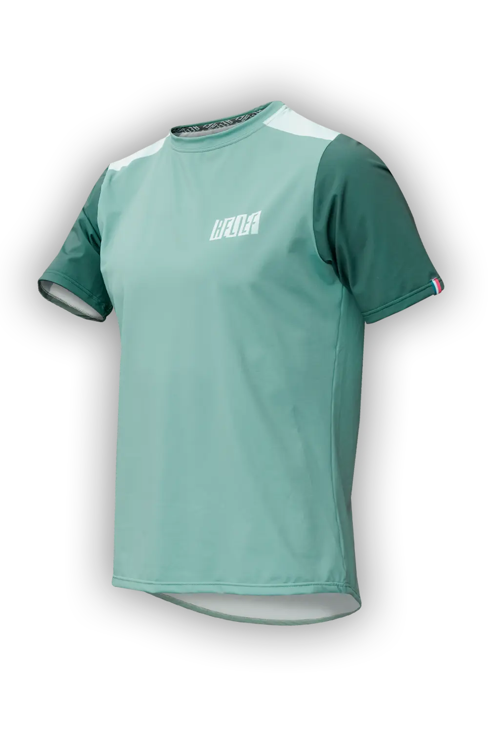 maillot vtt manches courtes vert pastel relief équipements