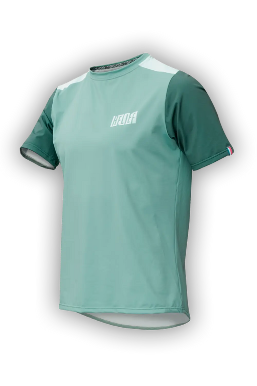 maillot vtt manches courtes vert pastel relief équipements