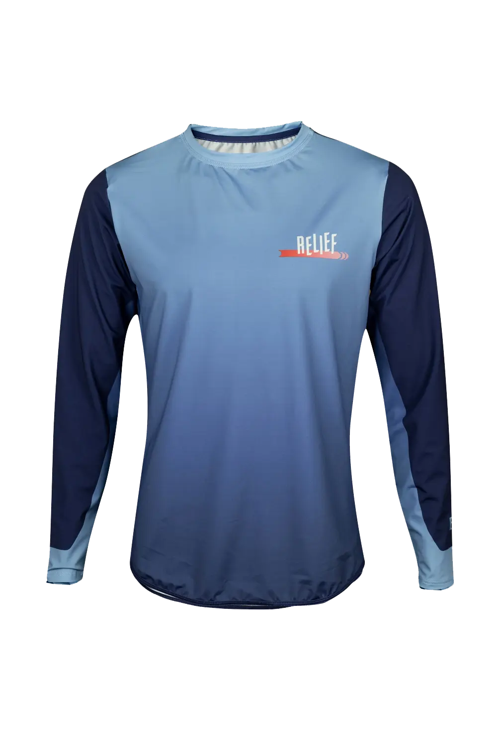 Maillot VTT homme manches longues bleu rouge face RELIEF Équipements