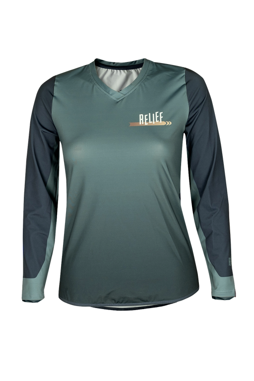 Maillot VTT femme manches longues vert forêt face RELIEF Équipements
