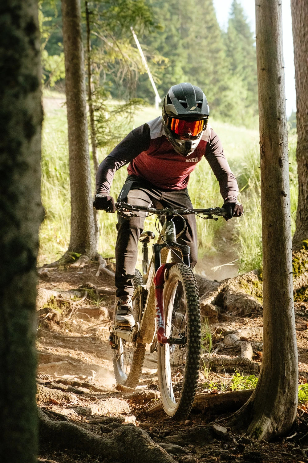 Maillot VTT Manches Longues | Calade Essentiel Rouge Grenat - RELIEF Equipements