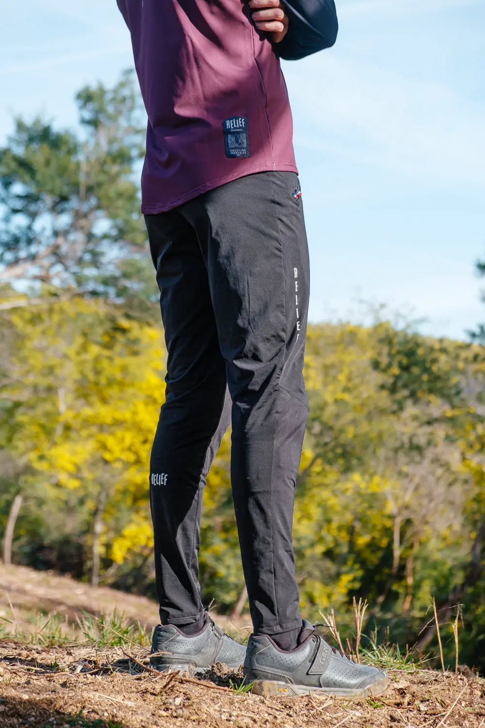 Pantalon VTT homme femme noir face RELIEF Équipements