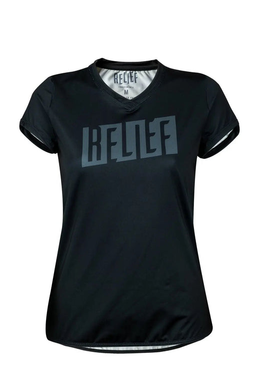 Maillot VTT Femme Manches Courtes | Calade Noir Intense - VTT - RELIEF Equipements - Maillot VTT Femme Manches Courtes | Calade Noir Intense - VTT - RELIEF Equipements - Maillot VTT femme manches courtes noir face RELIEF Équipements