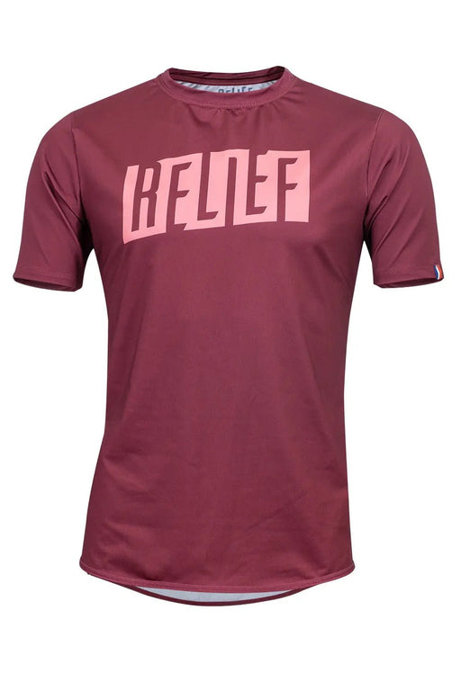 Maillot VTT Manches Courtes | Calade Bordeaux - VTT - RELIEF Equipements - Maillot VTT Manches Courtes | Calade Bordeaux - VTT - RELIEF Equipements - Maillot VTT homme manches courtes bordeaux face RELIEF Équipements