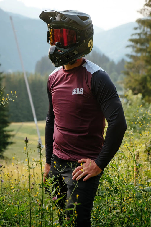 Maillot VTT Manches Longues | Calade Essentiel Rouge Grenat - VTT - RELIEF Equipements - maillot VTT rouge grenat bordeaux par RELIEF équipements - vêtement vtt made in france