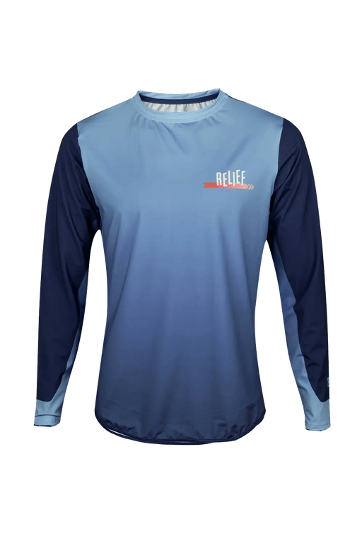 Maillot VTT Manches Longues | Calade Gradient Nation - VTT - RELIEF Equipements - Maillot VTT homme manches longues bleu rouge face RELIEF Équipements