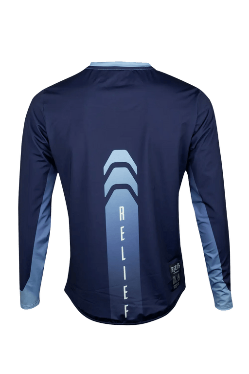 Maillot VTT Manches Longues | Calade Gradient Nation - VTT - RELIEF Equipements - Maillot VTT homme manches longues bleu rouge face RELIEF Équipements